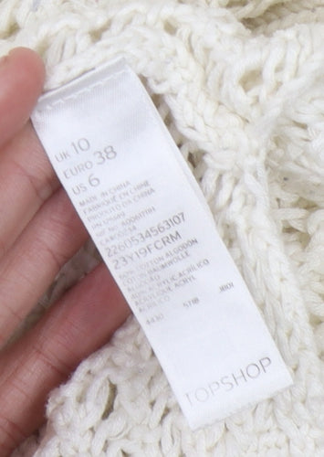 Topshop Women's Ivory Open-Knit Pullover Jumper Size 10