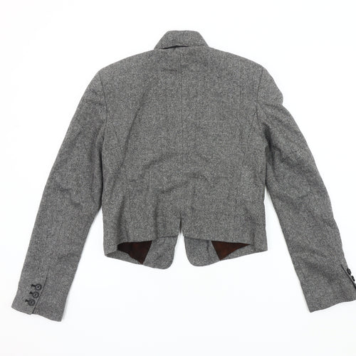 French Connection Grey Blazer Women Size 8 Wool Tweed