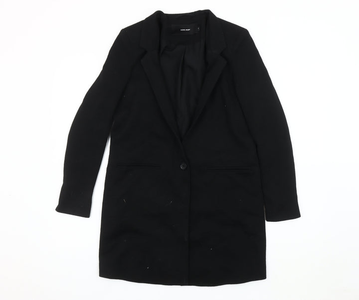 Vero Moda Women's Black Long Coat, Size 6, Lined