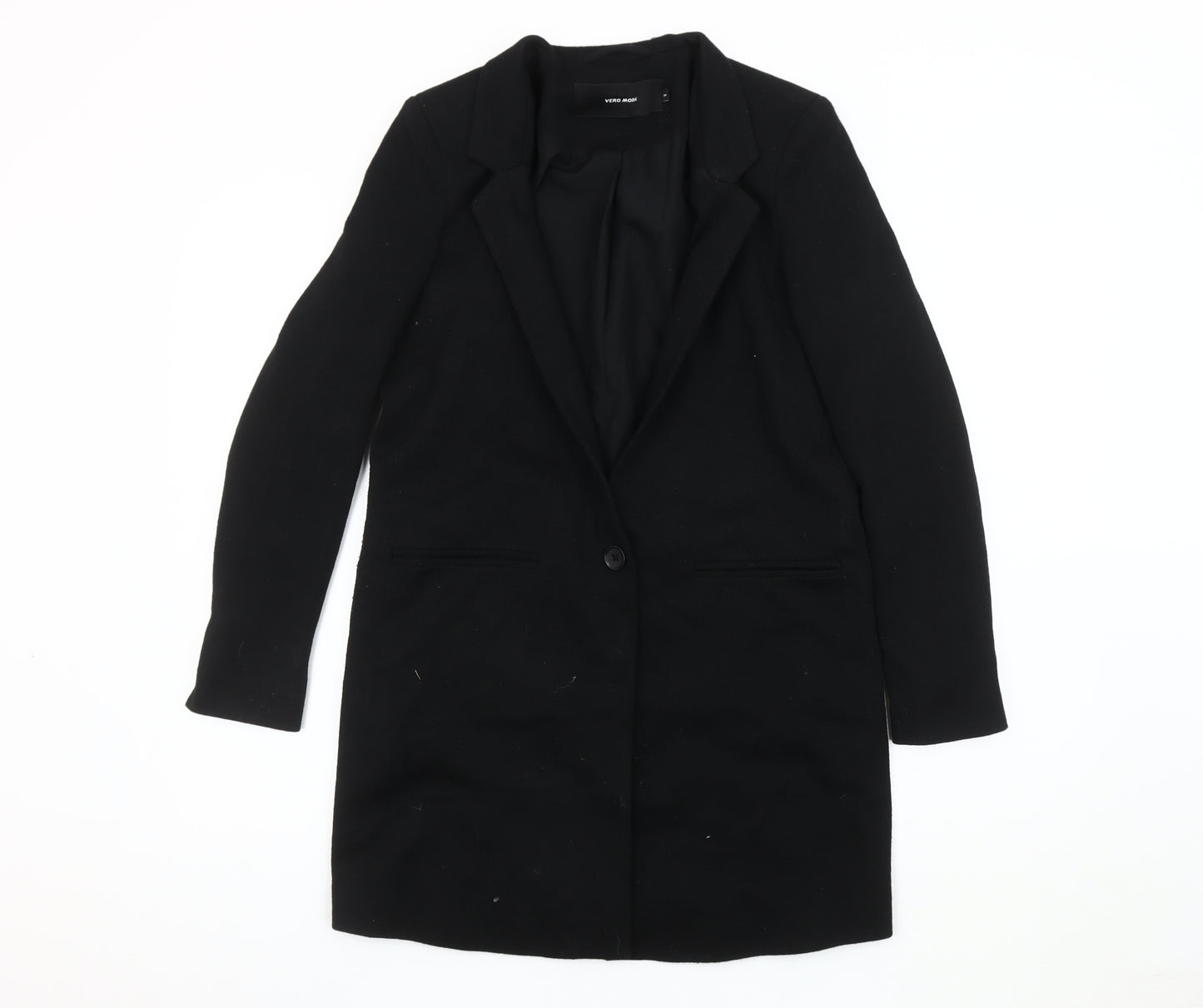 Vero Moda Women's Black Long Coat, Size 6, Lined