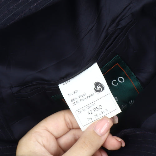 Dunn & Co Men's Blue Striped Blazer 42 Regular