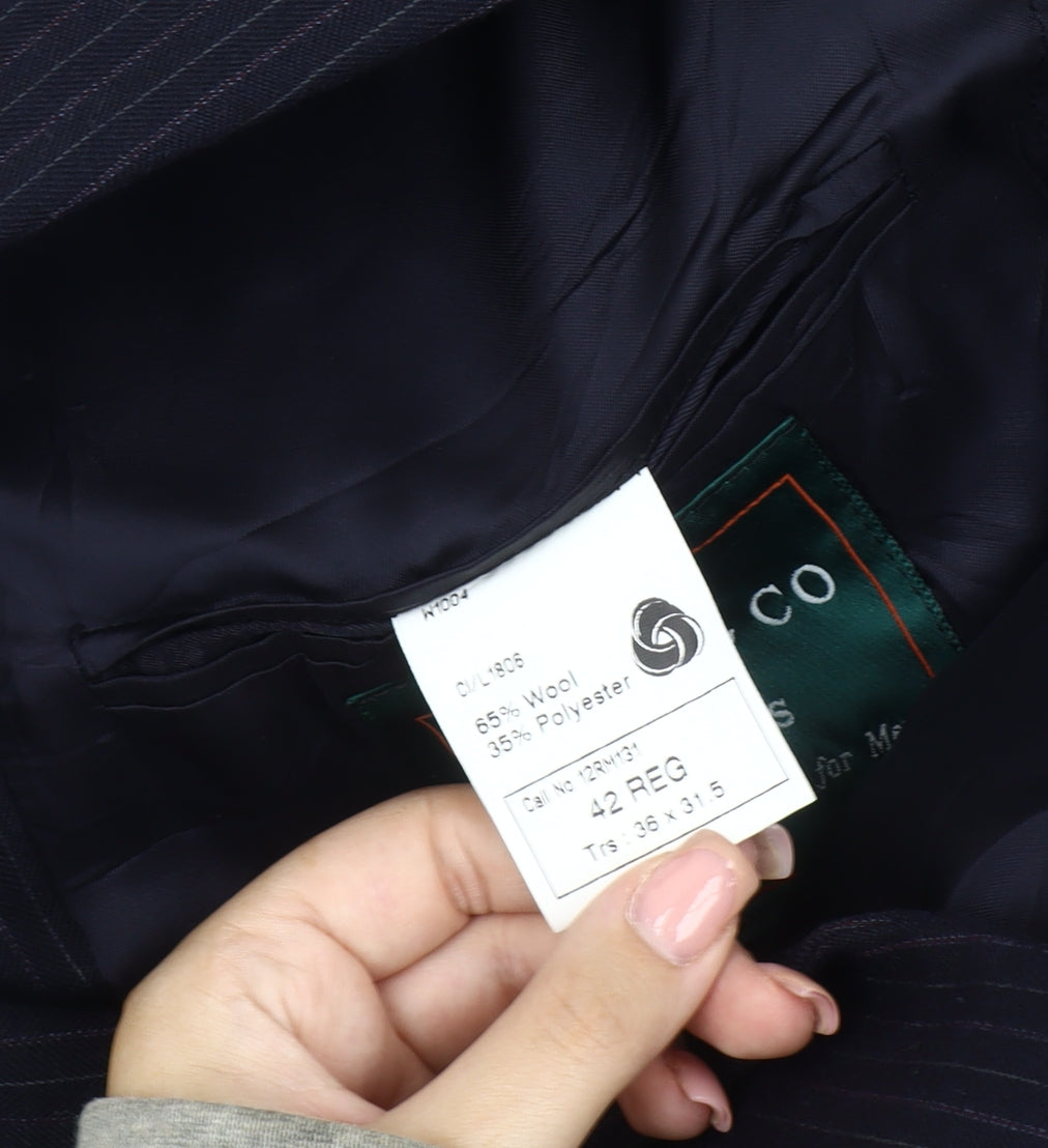 Dunn & Co Men's Blue Striped Blazer 42 Regular