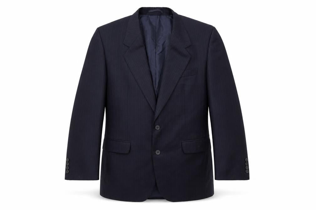 Front view of Centaur Men's Blue Wool Blazer 42 Regular Striped