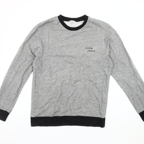 Jack & Jones Men’s Grey Pullover Jumper, Large, Crew Neck
