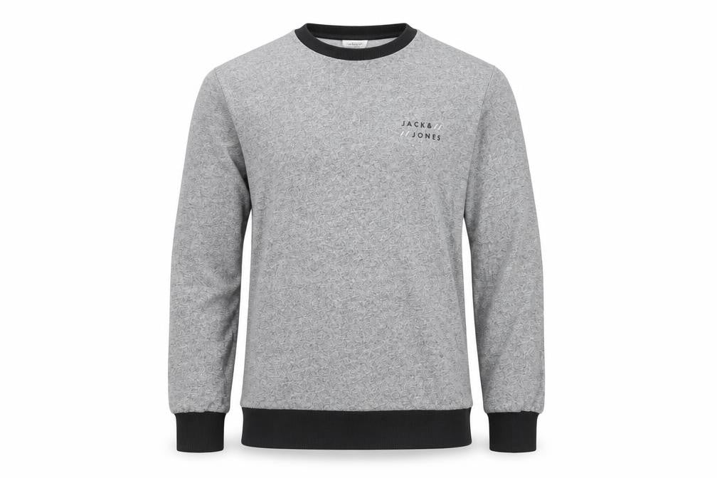 Jack & Jones Men’s Grey Pullover Jumper, Large, Crew Neck
