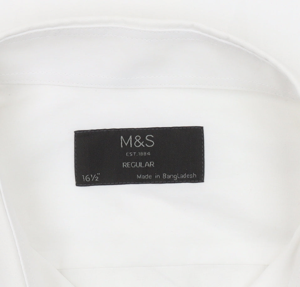 Marks and Spencer Men's White Dress Shirt, 16.5 Regular