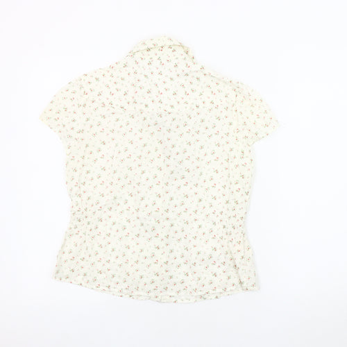 Laura Ashley Women's Ivory Floral Blouse, Size 12, Cotton
