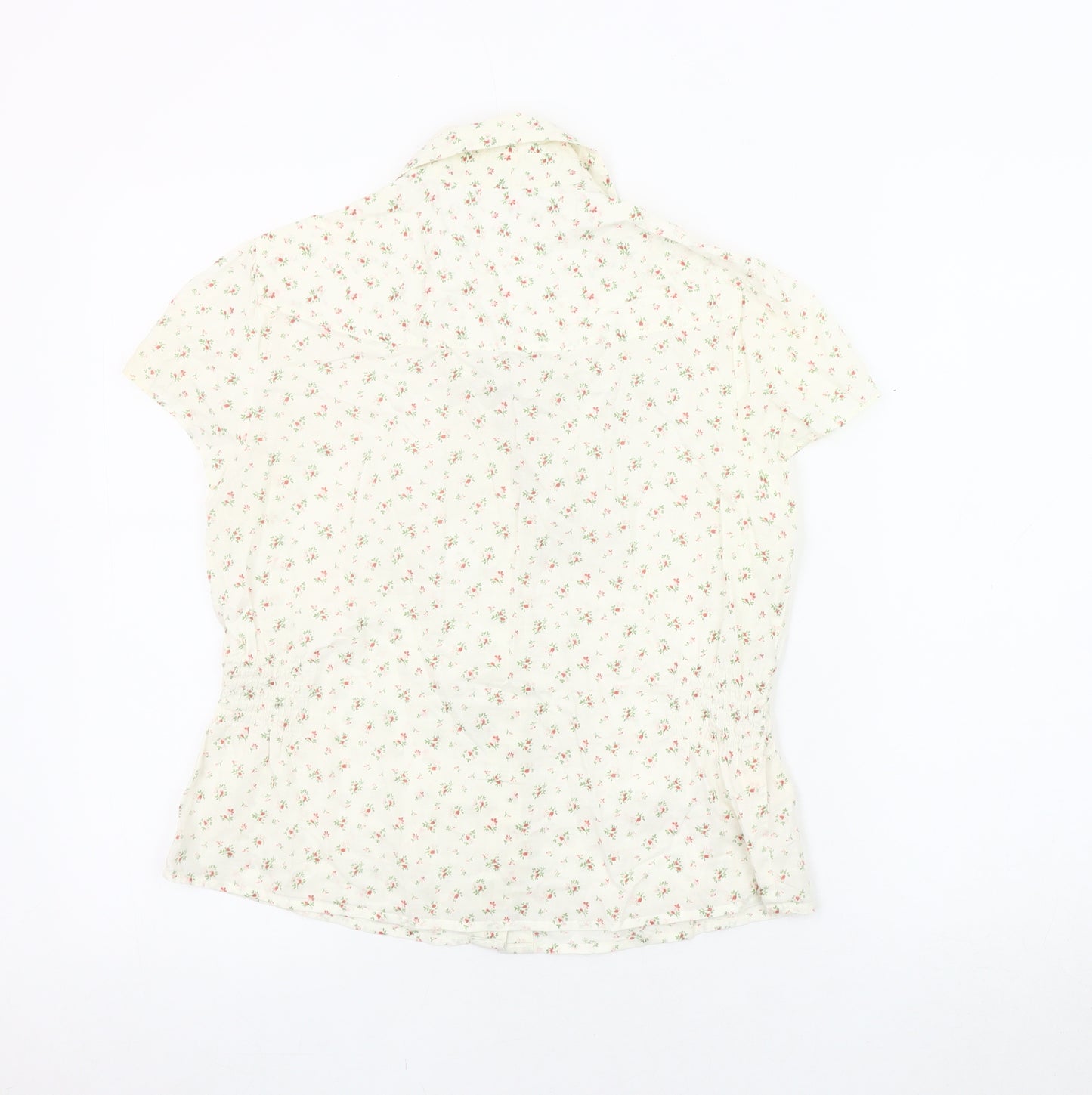 Laura Ashley Women's Ivory Floral Blouse, Size 12, Cotton