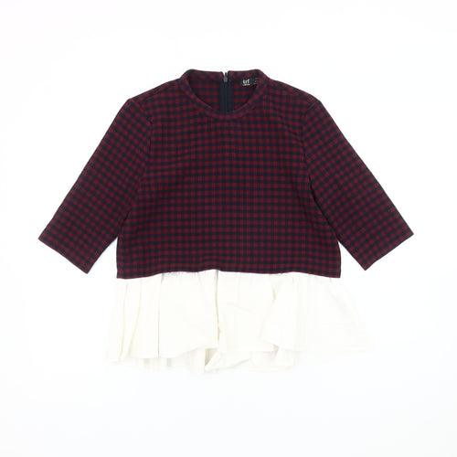 Zara Womens Red Check Jumper, Size S, Casual