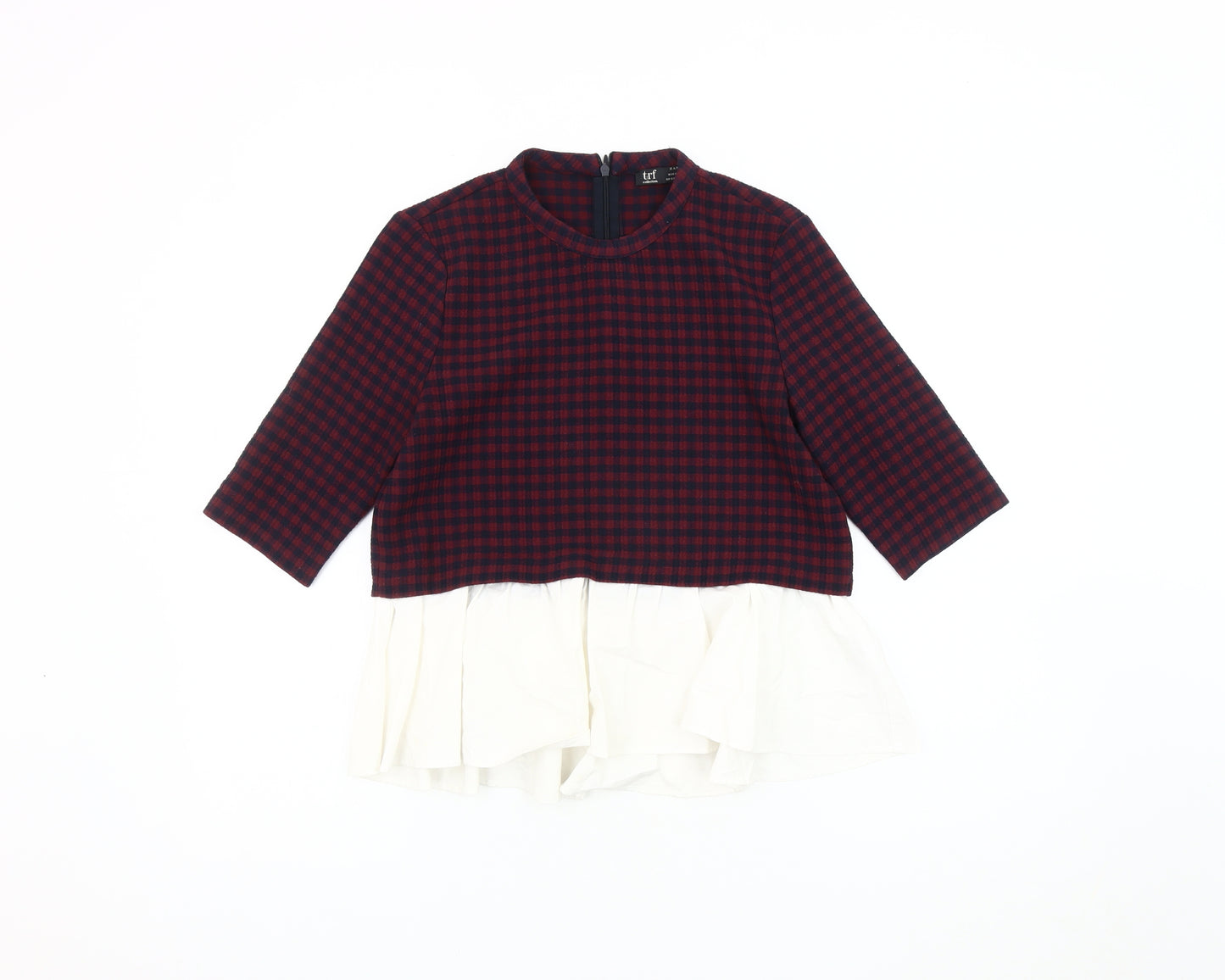 Zara Womens Red Check Jumper, Size S, Casual