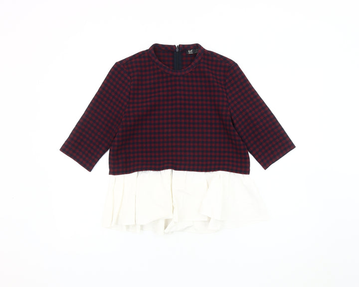 Zara Womens Red Check Jumper, Size S, Casual