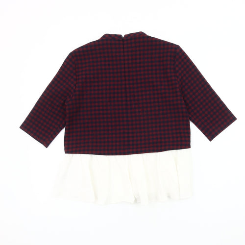 Zara Womens Red Check Jumper, Size S, Casual