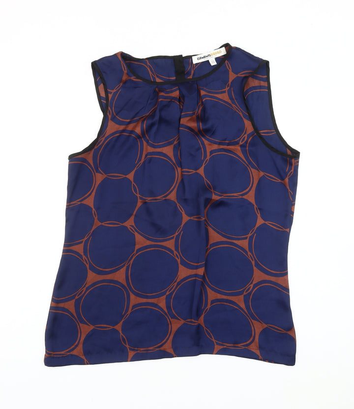 Clements Ribeiro Women's Blue Geometric Blouse Size 14
