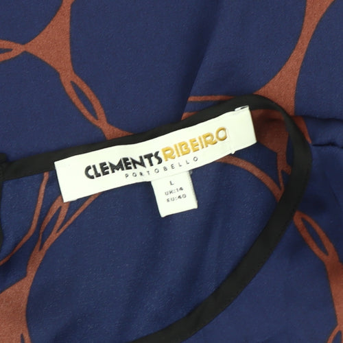 Clements Ribeiro Women's Blue Geometric Blouse Size 14