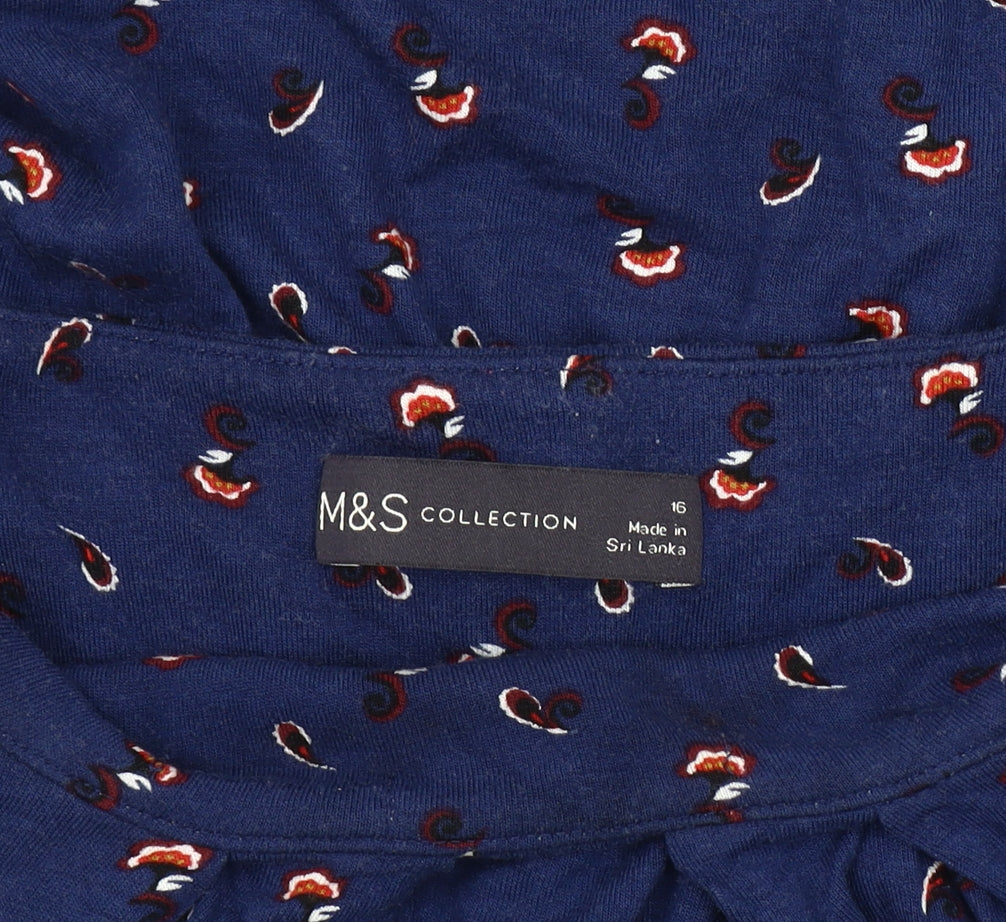 Marks and Spencer Women's Blue Blouse, Size 16