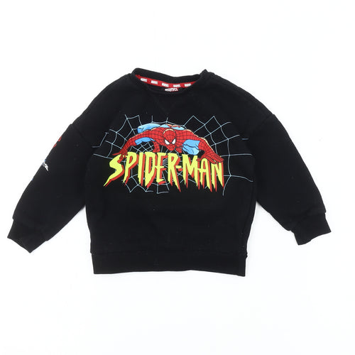 Marvel Spiderman Boys Black Sweatshirt 2-3 Years Pullover