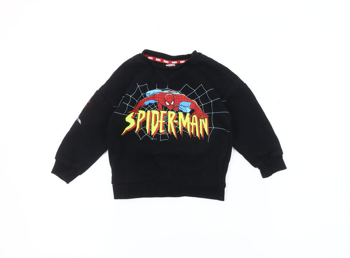 Marvel Spiderman Boys Black Sweatshirt 2-3 Years Pullover