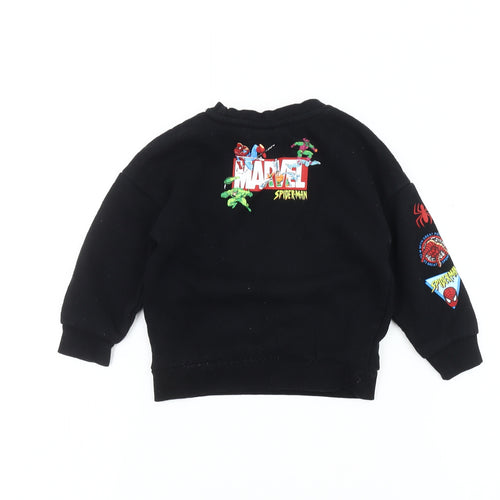 Marvel Spiderman Boys Black Sweatshirt 2-3 Years Pullover