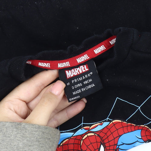 Marvel Spiderman Boys Black Sweatshirt 2-3 Years Pullover