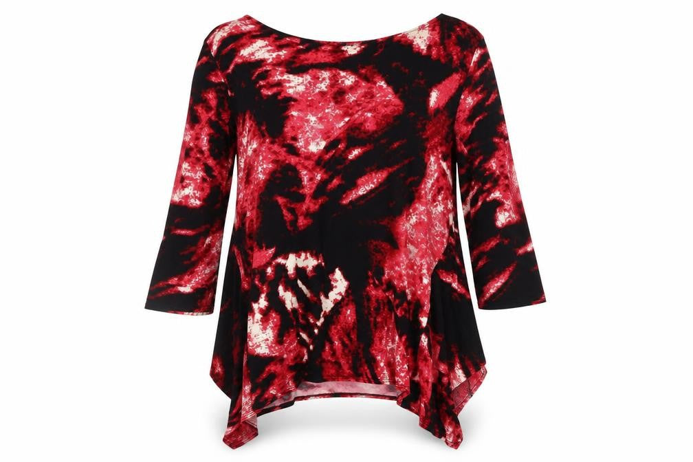 Front view of Saloos Women's Red Abstract Tunic, size 18