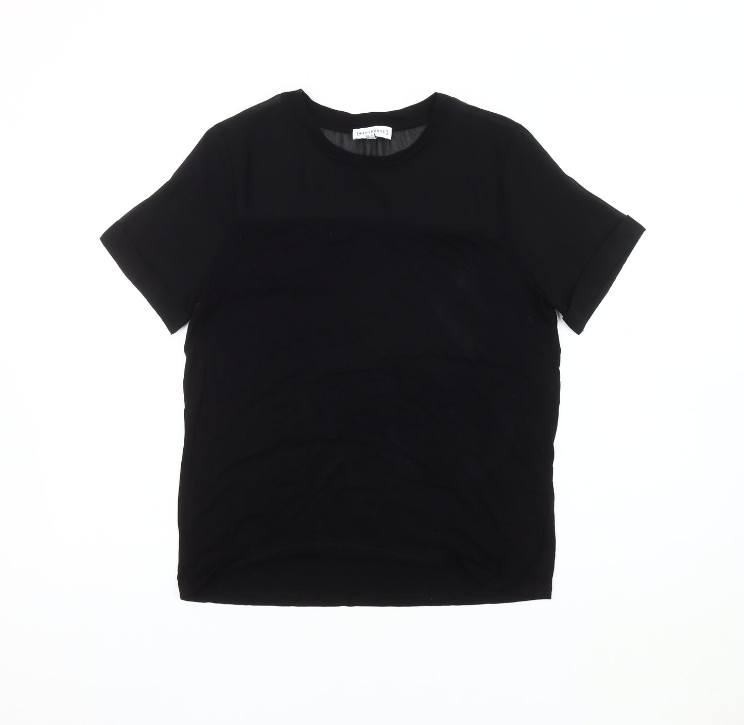 Warehouse Women's Black Short Sleeve Top Size 10