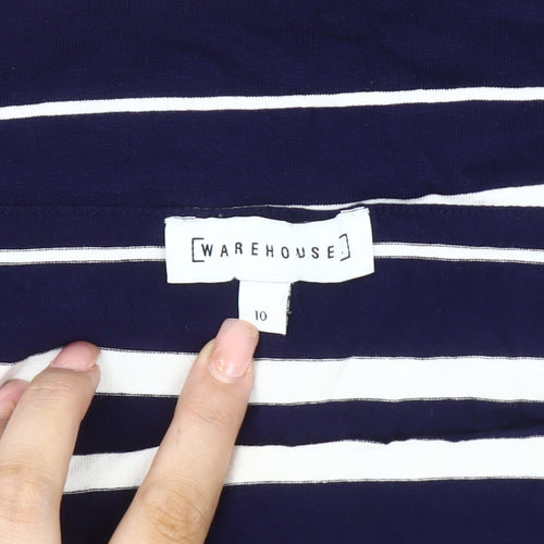 Warehouse Women's Blue Off Shoulder Striped Top Size 10