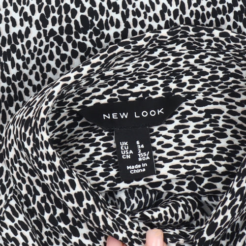 New Look Women's Black Animal Print Blouse Size 6