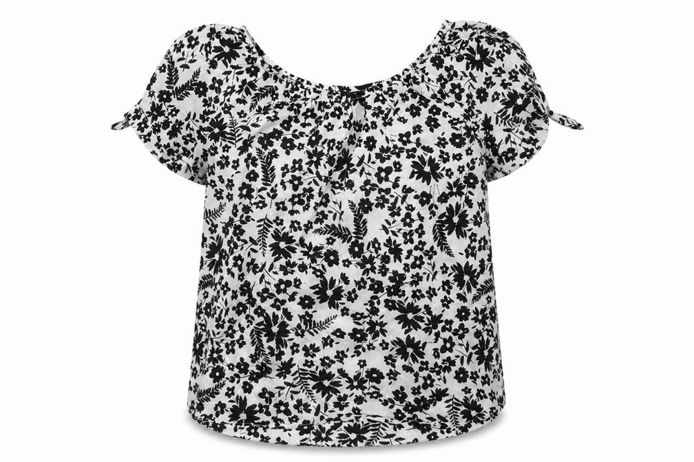 Front view of Yessica Women's Black Floral Blouse, size 16