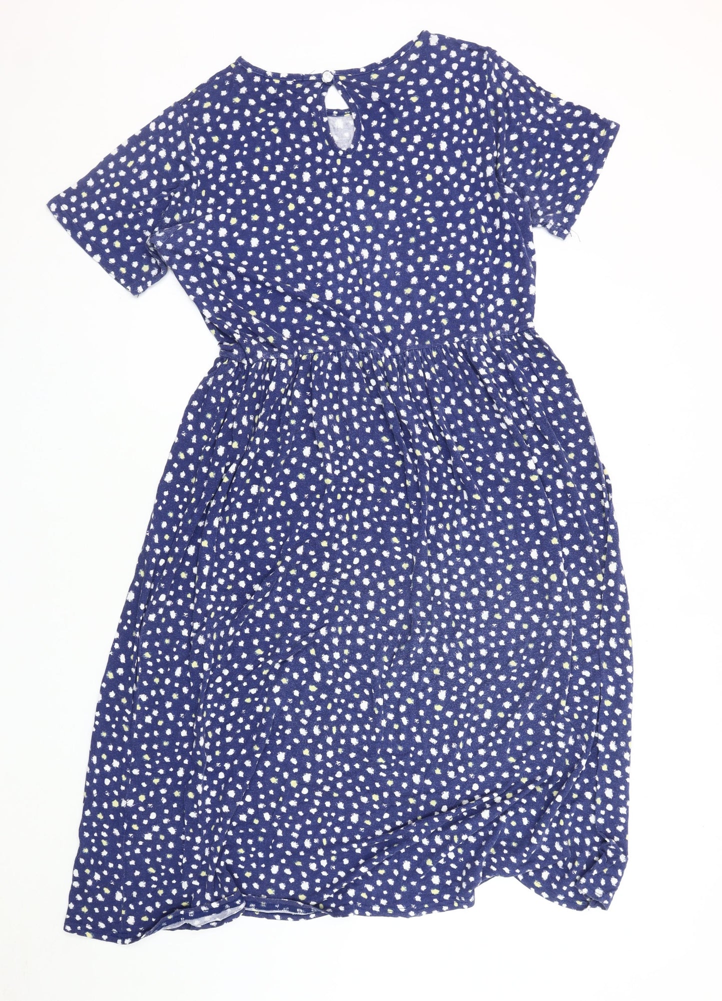 Wednesday's Girl Blue Polka Dot Dress, L, Women's Short Sleeve