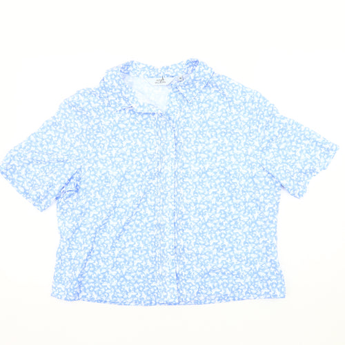 Honor Millburn Women's Blue Floral Button-Up Blouse Size 16