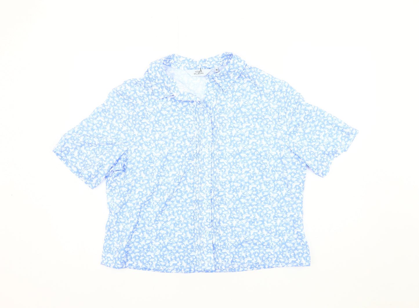 Honor Millburn Women's Blue Floral Button-Up Blouse Size 16
