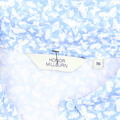 Honor Millburn Women's Blue Floral Button-Up Blouse Size 16
