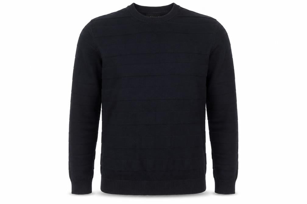 Front view of Troy Men's Black Crew Neck jumper, size L