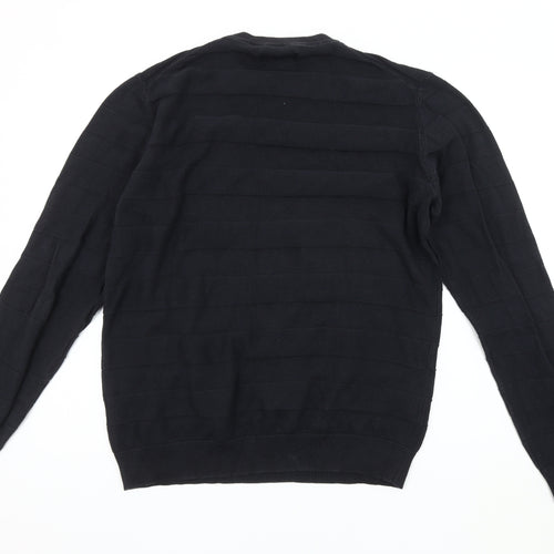 Troy Men's Black Crew Neck Pullover Jumper Size L
