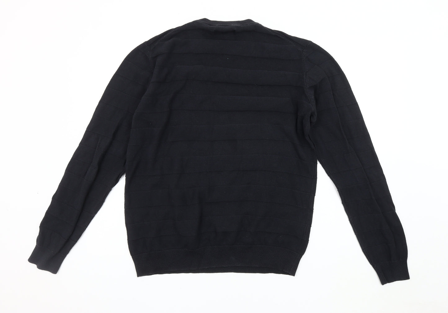 Troy Men's Black Crew Neck Pullover Jumper Size L