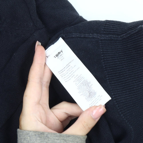 Troy Men's Black Crew Neck Pullover Jumper Size L