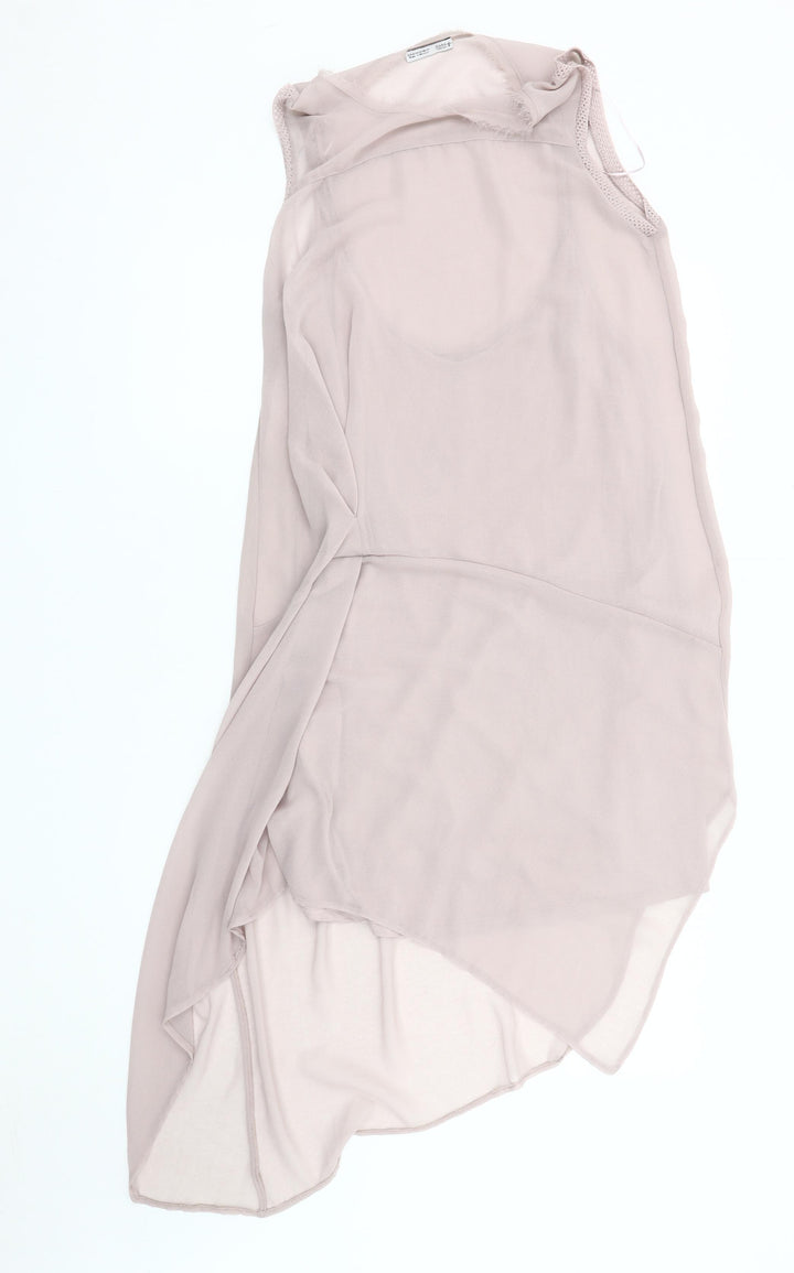 Zara Women's Grey Asymmetric Sleeveless Dress M