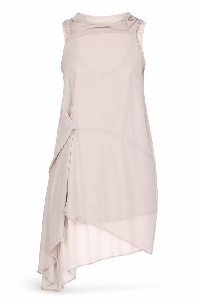 Front view of Zara Women's Grey Asymmetric Sleeveless Dress M