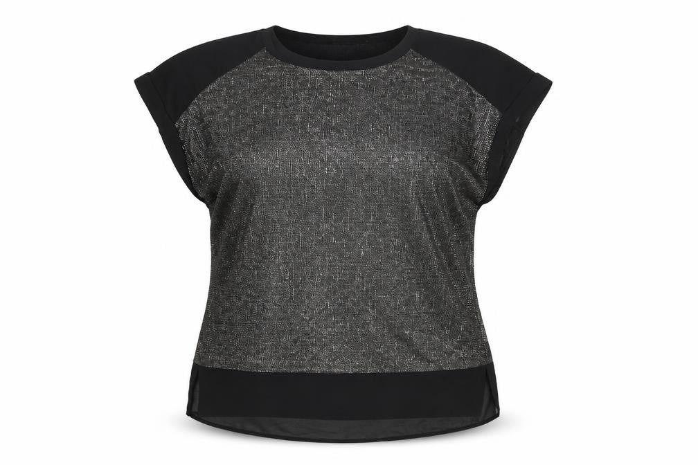 Front view of Roman Women's Black Short Sleeve Top