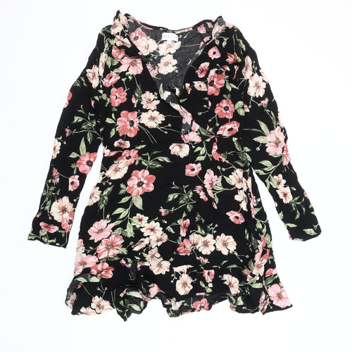 Apricot Women's Black Floral Wrap Dress - Size 12