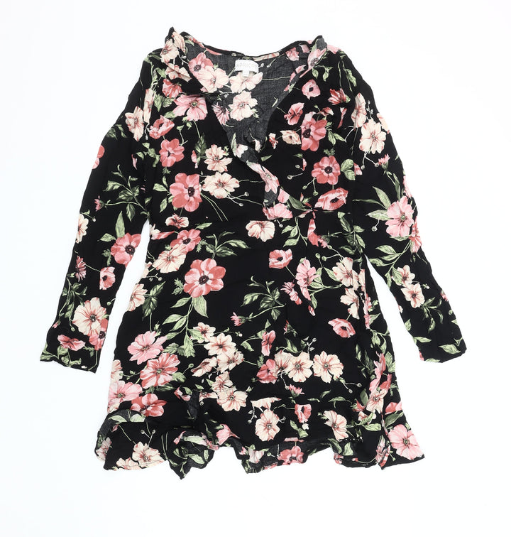 Apricot Women's Black Floral Wrap Dress - Size 12
