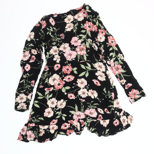Apricot Women's Black Floral Wrap Dress - Size 12