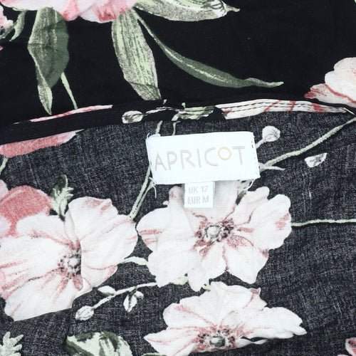 Apricot Women's Black Floral Wrap Dress - Size 12
