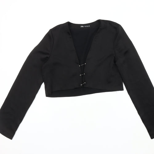 Zara Women's Black Cropped Blouse, Size 10, Casual Chic