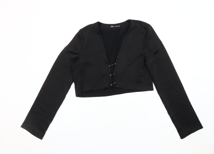 Zara Women's Black Cropped Blouse, Size 10, Casual Chic