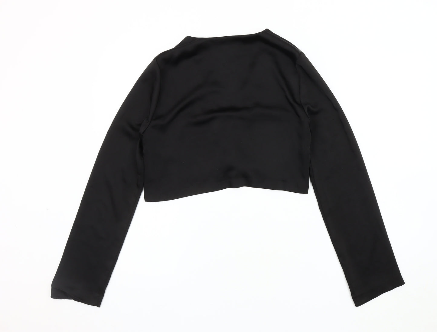 Zara Women's Black Cropped Blouse, Size 10, Casual Chic