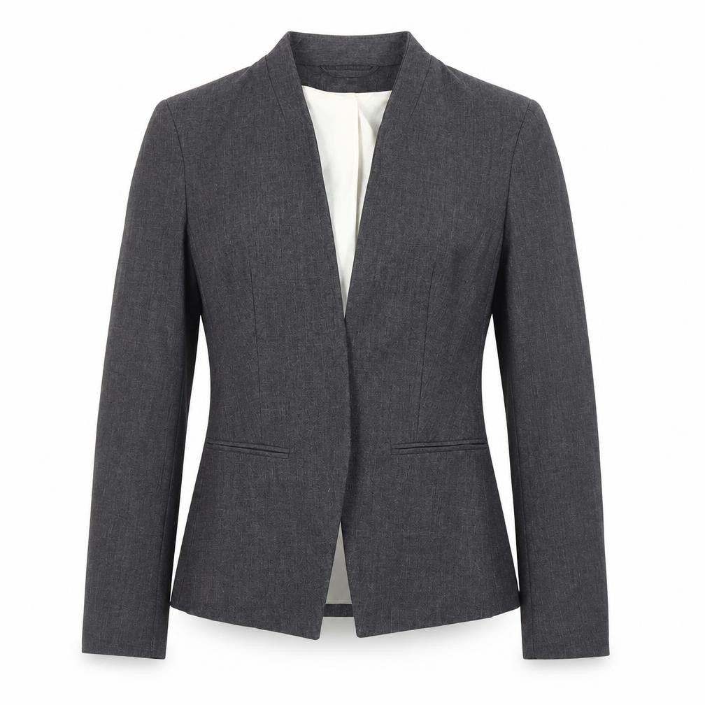 Front view of H&M Women's Grey Blazer -, size 6, Classic Fit