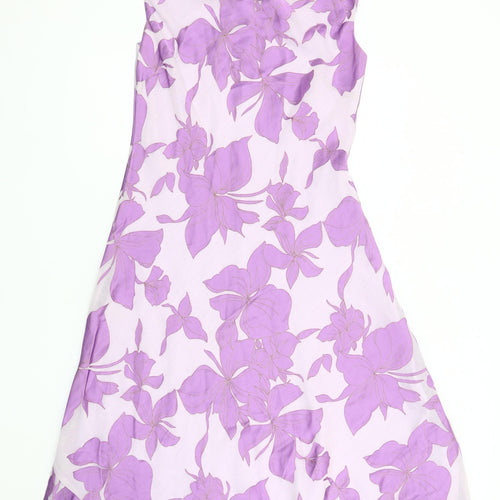 Jacques Vert Women's Purple Floral Sleeveless Dress Size 10