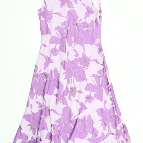 Jacques Vert Women's Purple Floral Sleeveless Dress Size 10