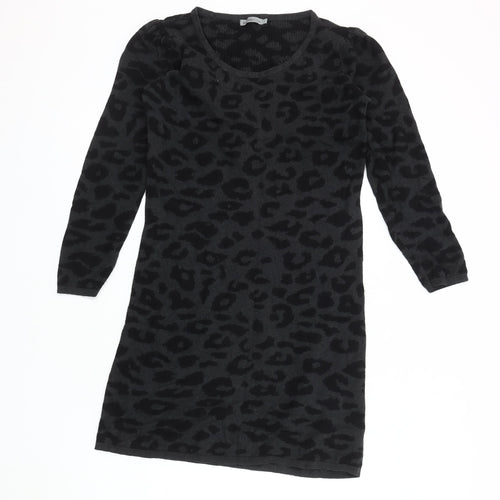 Soaked in Luxury Women's Black Animal Print Shift Dress - Size S